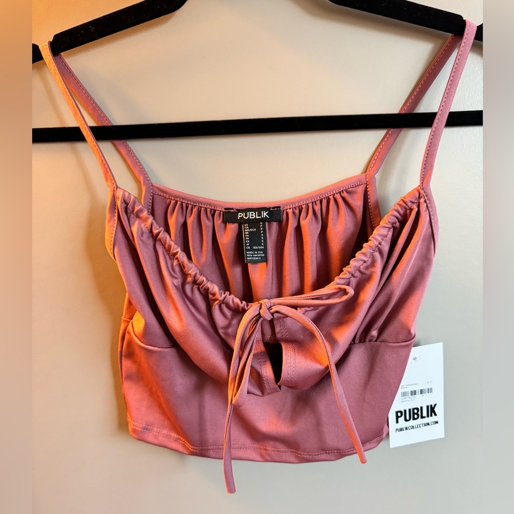 Mauve Tie-Front Crop Top